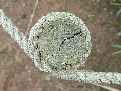Rope wrapped around a post
